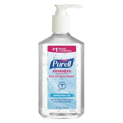 Purell Hand Sanitizer, Gel, 12oz Pump Bottle, PK12